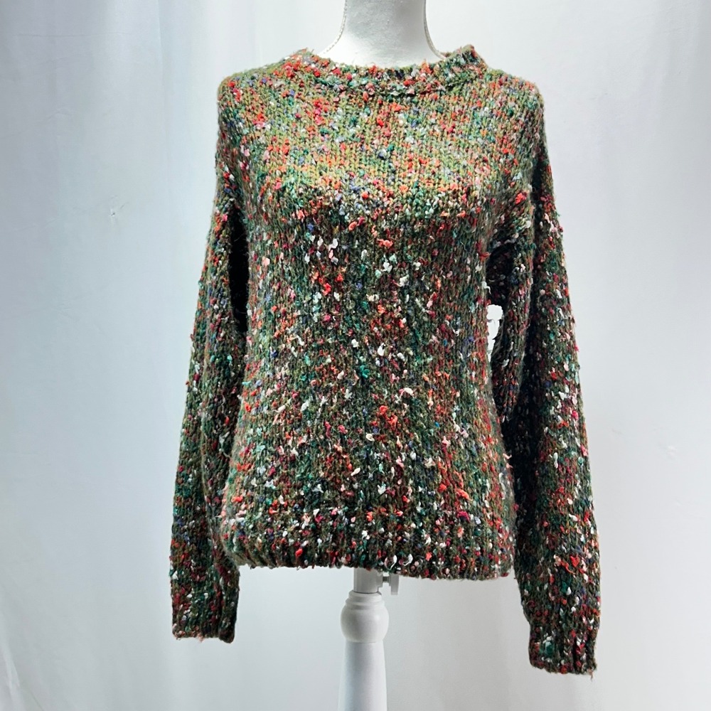 Sacha Women Multicolored Speckled Sweater Crew Neck Long Sleeve Size S Wool Blnd